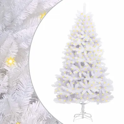 vidaXL Umestno božično drevo med 300 LED Bela 210 cm PVC in kovina