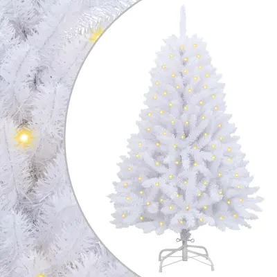 vidaXL Umestno božično drevo med 150 LED Bela 150 cm PVC in kovina