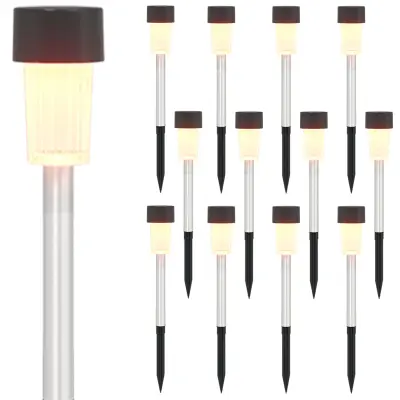 vidaXL Sončne luči za zunanjo uporabo z zemeljskim klinom 12 pcs
