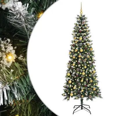 vidaXL Umestno božično drevo Zelena 210 cm PVC, plastika in jeklo