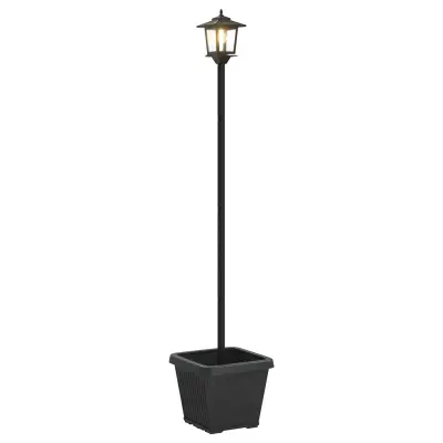vidaXL Sončna svetilka s korito with LED Bulb Črna 32 x 32 x 158 cm