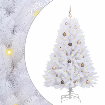 vidaXL Umestno božično drevo Bela 80 x 80 x 150 cm PVC in kovina