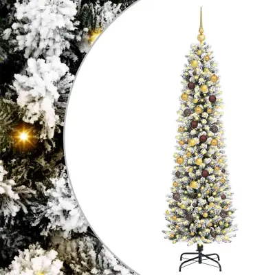 vidaXL Umestno božično drevo Bela 210 cm PVC, kovina in plastika