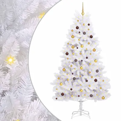 vidaXL Umestno božično drevo Bela 120 x 120 x 240 cm PVC in kovina