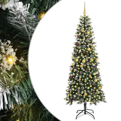 vidaXL Umestno božično drevo Zelena 240 cm PVC, plastika in jeklo