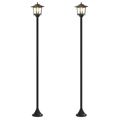 vidaXL Set uličnih svetil with LED Bulb 2 kos Črna 16 x 16 x 156 cm