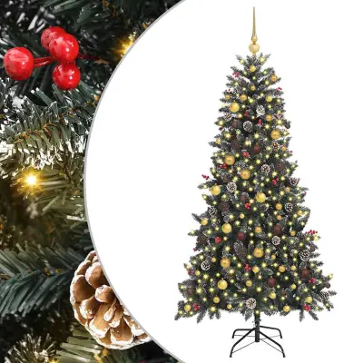 vidaXL Umestno božično drevo Zelena 210 cm PVC, plastika in jeklo