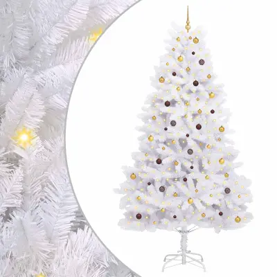 vidaXL Umestno božično drevo Bela 138 x 138 x 300 cm PVC in kovina