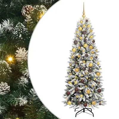 vidaXL Umestno božično drevo Bela 180 cm PVC, plastika, jeklo in PE