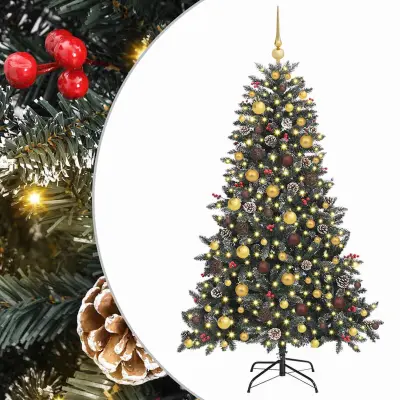 vidaXL Umestno božično drevo Zelena 180 cm PVC, plastika in jeklo