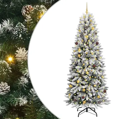 vidaXL Umestno božično drevo Bela 240 cm PVC, plastika, jeklo in PE