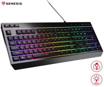 GENESIS RHOD 530 gaming membranska tipkovnica, žična, RGB LED, Anti-Ghosting, Non-Floating stikala, programska oprema, črna
