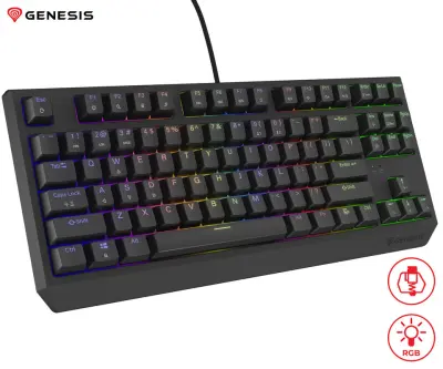 GENESIS THOR 230 TKL gaming mehanska tipkovnica, žična, RGB LED, Hot-Swap, Anti-Ghosting, Outemu Red stikala, programska oprema, črna