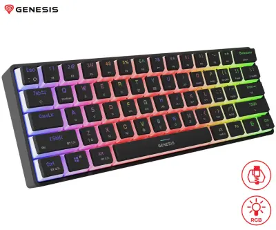 GENESIS THOR 660 G2 gaming mehanska tipkovnica, žična/brezžična, 2.4GHz/BT5.0/USB-C, RGB LED, Gateron Brown stikala, programska oprema, črna