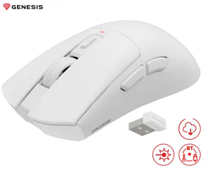 GENESIS ZIRCON 880 brezžična miška, gaming / pisarniška, bela
