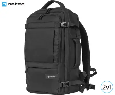 NATEC CAMEL LITE univerzalni 2v1 nahrbtnik, za prenosnike do 15.5", 19L, potovalni, nastavljiv, trpežen, 10 žepov, raztegljiv, vodoodporen, Trolley