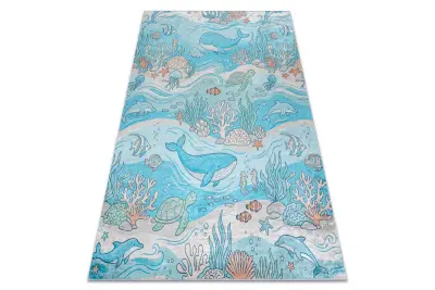 BAMBINO 61540 pralna preproga Ocean, ribe za otroke protizdrsna - plava / bež 120x170 cm