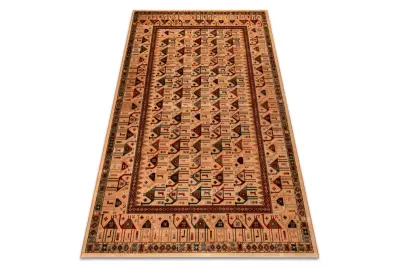 Preproga volna KASHQAI 4304 101 orientalski, okvir lososova barva / zelena 200x300 cm