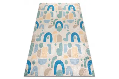 BAMBINO 61460 pralna preproga Geometrijski za otroke protizdrsna - bež / plava 120x170 cm