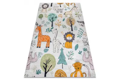 BAMBINO 61570 pralna preproga Živali, Afrika za otroke protizdrsna - krema / zelena 80x150 cm