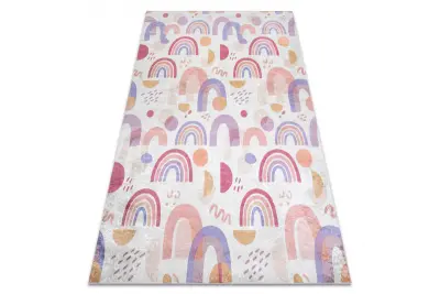 BAMBINO 61480 pralna preproga Mavrica, pike za otroke protizdrsna - krema / roza 80x150 cm