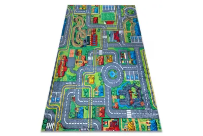 BAMBINO 61500 pralna preproga Mesto, ulice za otroke protizdrsna - zelena / siva 120x170 cm