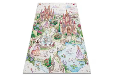 BAMBINO 61520 pralna preproga Princesa, grad za otroke protizdrsna - krem / ružičasta 80x150 cm