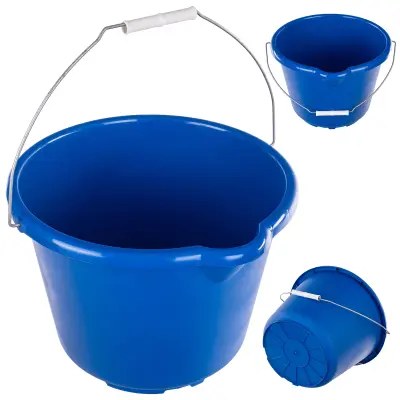 Gradbeno vedro z lijakom, ročajem, merilno skodelico, 12 l, plastično, močno