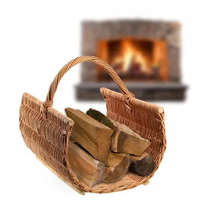 Pletena košara za drva, košara za kamin, močna posoda