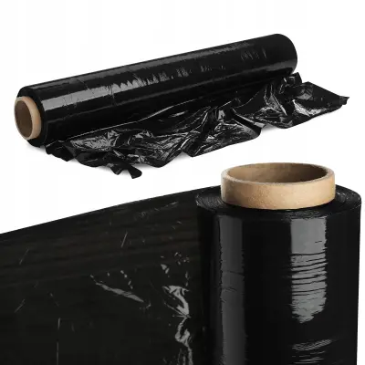 Stretch folija XL Stretch črna 2,5 kg močna neprozorna rola veliko folije