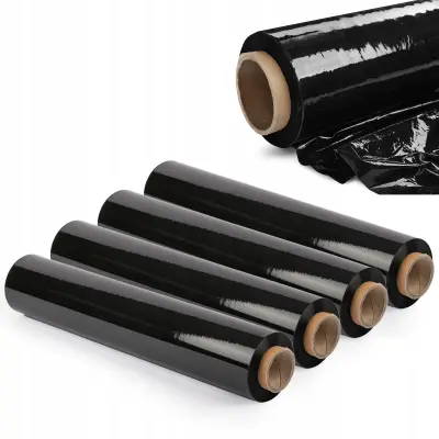 Stretch folija XL Stretch črna 2,5 kg močna neprozorna rola, 4 kosi