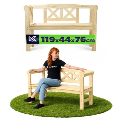 Lesena vrtna klop z naslonjalom 119 cm Vrtna klop za teraso Natural
