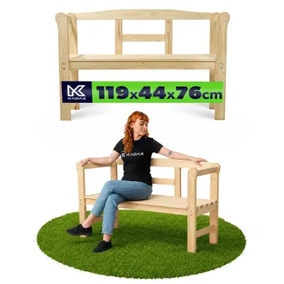 Lesena vrtna klop z naslonjalom 119 cm Vrtna klop za teraso Natural