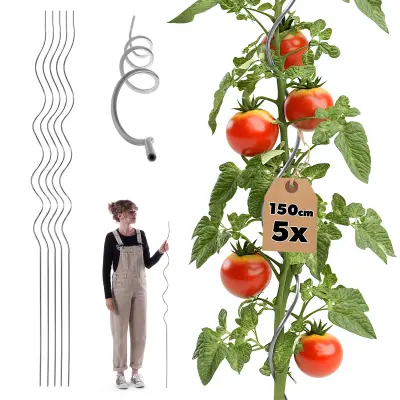 Spiralna palica za paradižnik, fižol, kumare, podpora za rastline 150 cm 5 kosov