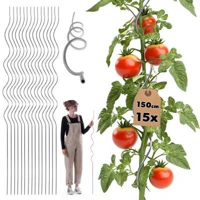 spiralna palica za paradižnik, fižol, kumare, podpora za rastline 150 cm 15 kosov