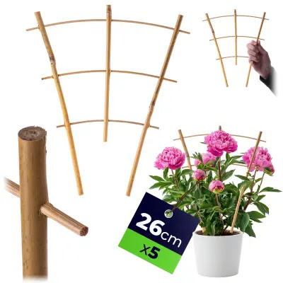 5x bambusova opora za lestev za rože, rastline, zelenjavo in vzpenjavke, trojna 26 cm