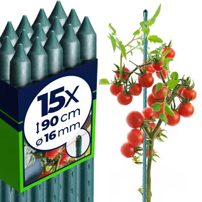 Podpora za rastline 90 cm kol za paradižnik s premazom 16 mm 15 kosov