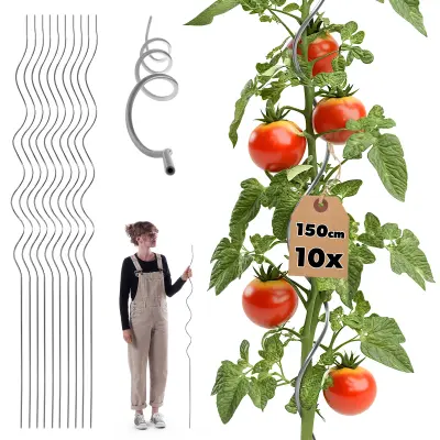 Spiralna palica za paradižnik, fižol, kumare, podpora za rastline 150 cm 10 kosov