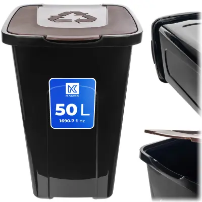 koš za sortiranje odpadkov 50L rjave barve Bio