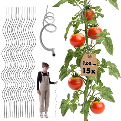 Spiralna palica za paradižnik, fižol, kumare, podpora za rastline 120 cm 15 kosov