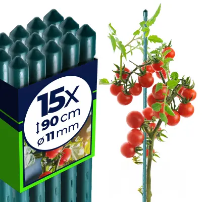 Podpora za rastline 90 cm kol za paradižnik s premazom 11 mm 15 kosov