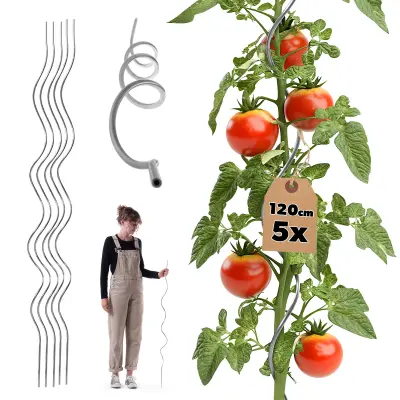 Spiralna palica za paradižnik, fižol, kumare, podpora za rastline 120 cm 5 kosov