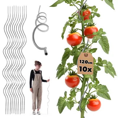 Spiralna palica za paradižnik, fižol, kumare, podpora za rastline 120 cm 10 kosov