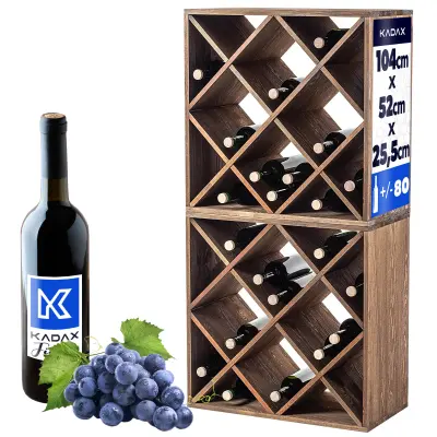 Stojalo za vino, leseno stojalo, 48 steklenic, omarica za alkohol, 104 cm, komplet 2 kosov