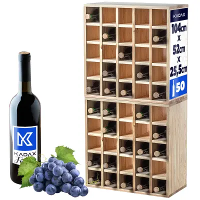 Stojalo za vino, leseno stojalo za 50 steklenic, omarica za alkohol, 104 cm, komplet 2 kosov