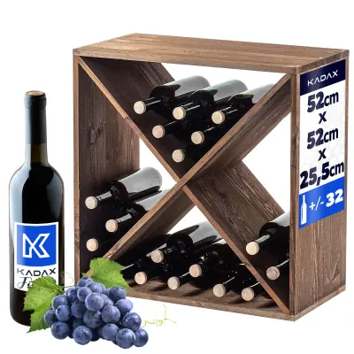 leseno stojalo za vino 32 steklenic, omarica za alkohol, polica za dnevno sobo 52 cm