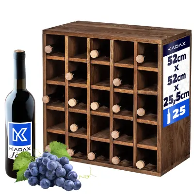 stojalo za vino, leseno stojalo za 25 steklenic, omarica za alkohol, polica za dnevna soba, 52 cm