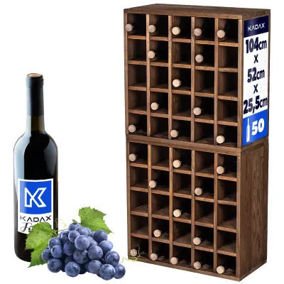 Stojalo za vino, leseno stojalo za 50 steklenic, omarica za alkohol, 104 cm, komplet 2 kosov