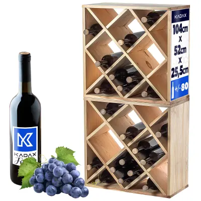 Stojalo za vino, leseno stojalo, 48 steklenic, omarica za alkohol, 104 cm, komplet 2 kosov