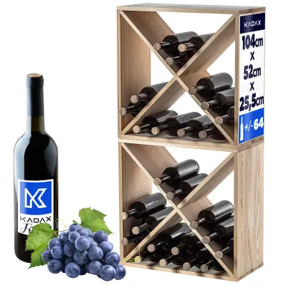 Stojalo za vino, leseno stojalo, 48 steklenic, omarica za alkohol, 104 cm, komplet 2 kosov